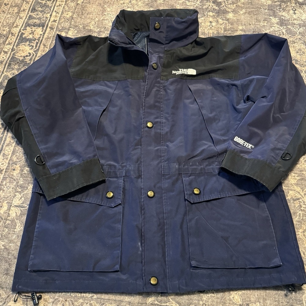 Vtg 1990s The North Face Goretex Navy Blue/Black Rain Jacket - Men's XL READ*